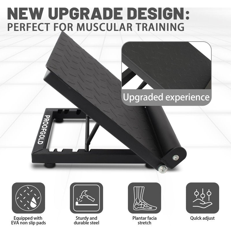 PROOFGOLD 600LBS Adjustable Slant Board - Heavy Duty Steel Calf Stretcher Balance Board for Leg Exercise - Portable Incline Wedge for Home & Commercial Gym