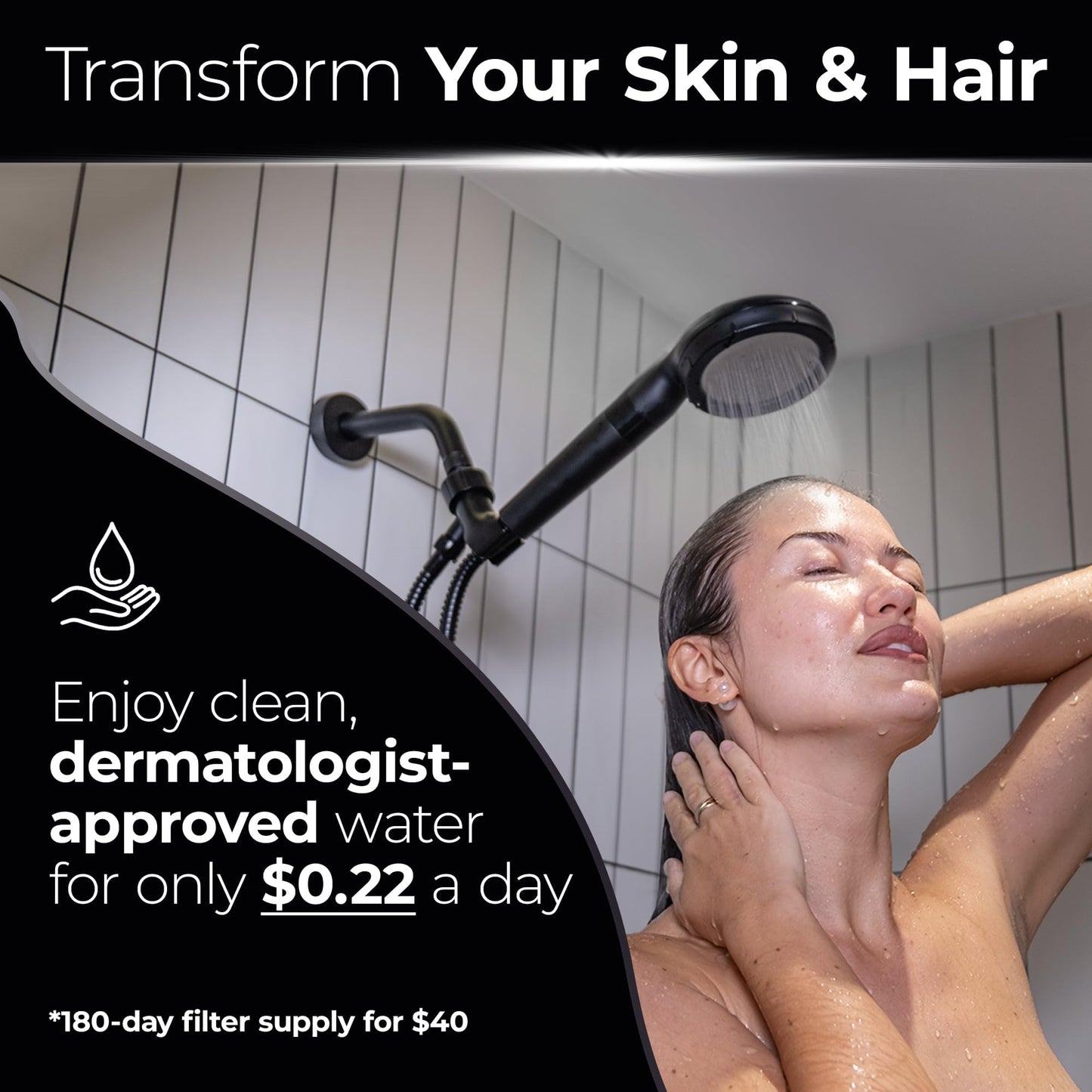 Silvery High Pressure Filtered Shower Head - Dermatologist-Approved Clean Water with Silvery Technology™ Filter - Showerhead Removes Impurities for Healthier Skin, Hair, Scalp (Handheld Showerhead)