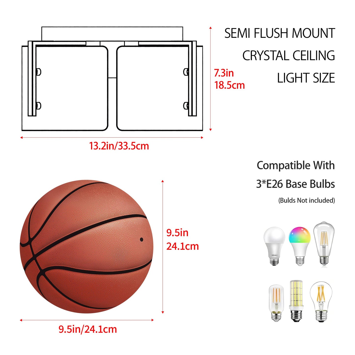 MAYNA Modern Nickel Semi Flush Mount Ceiling Light Fixture, 3-Light Glass Ceiling Light, Hallway Light Fixtures Ceiling Mount for Kitchen Entryway Bedroom Laundry Room