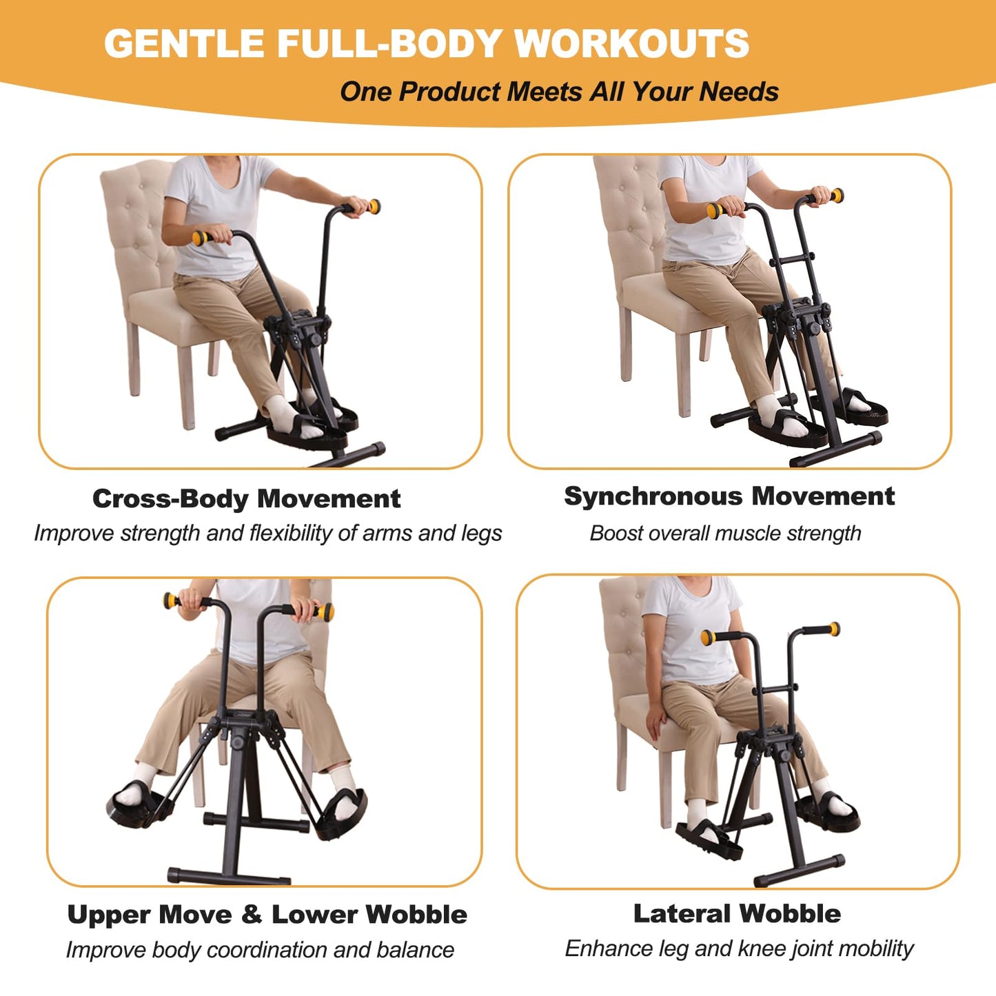 MDODM Pedal Exerciser Bike for Seniors, Arm Leg Hand and Knee Elderly Exercise Equipment, Sitting Home Exercise Machine for Total Body, Upper and Lower Limb Trainer