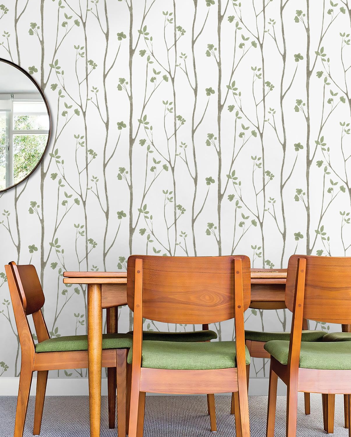 Timeet Floral Wallpaper Peel and Stick Green Leaf Contact Paper Boho Flower Wall Paper Self Adhesive Removable Decoral Bedroom Living Room Walls 16"x118"