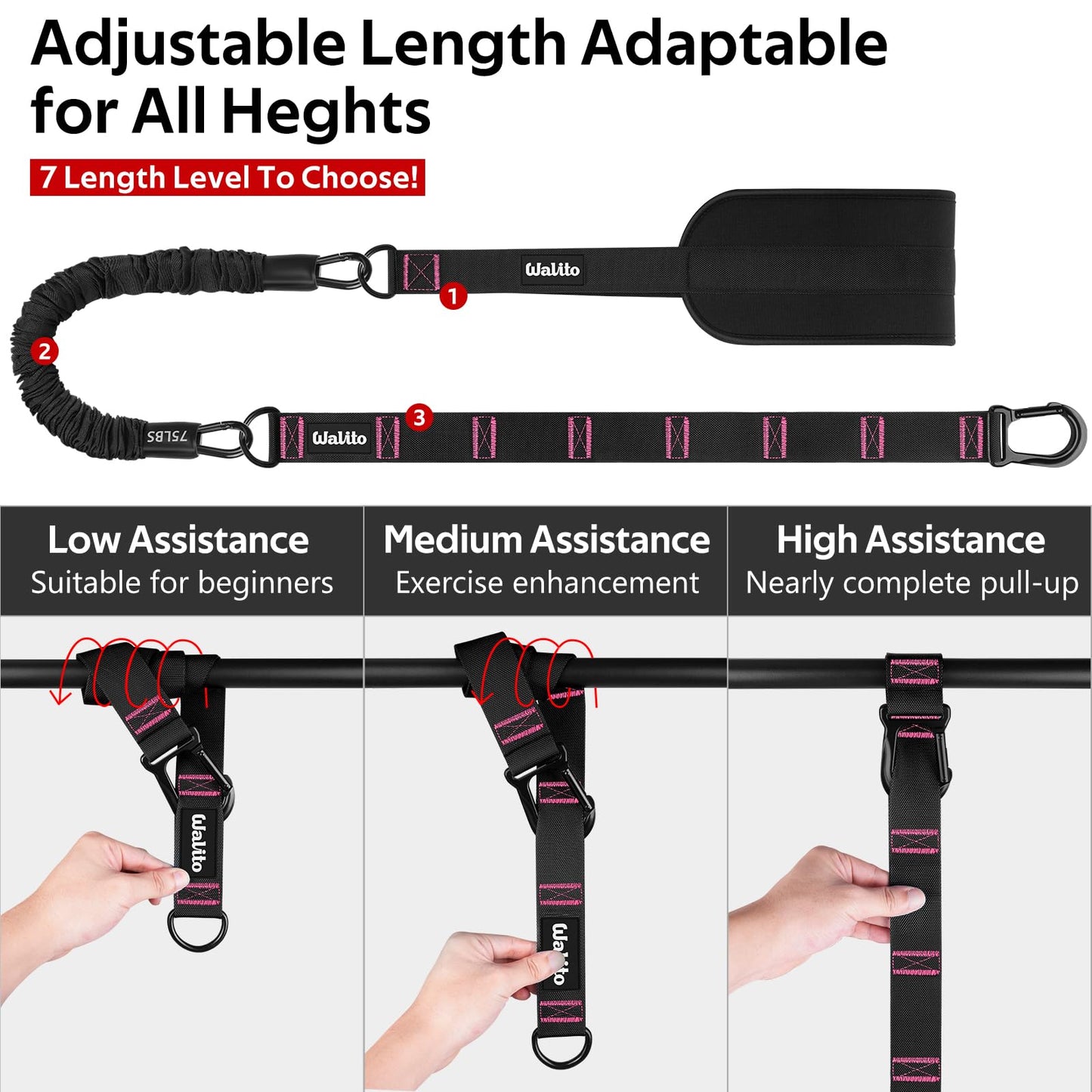 Pull Up Assistance Bands Set, Heavy Duty Adjustable Pull Up Assist Band with Feet Rest, Strength Training Bands for Home Gym Fitness, Pull-Up Bar, Calisthenics and Body Stretching