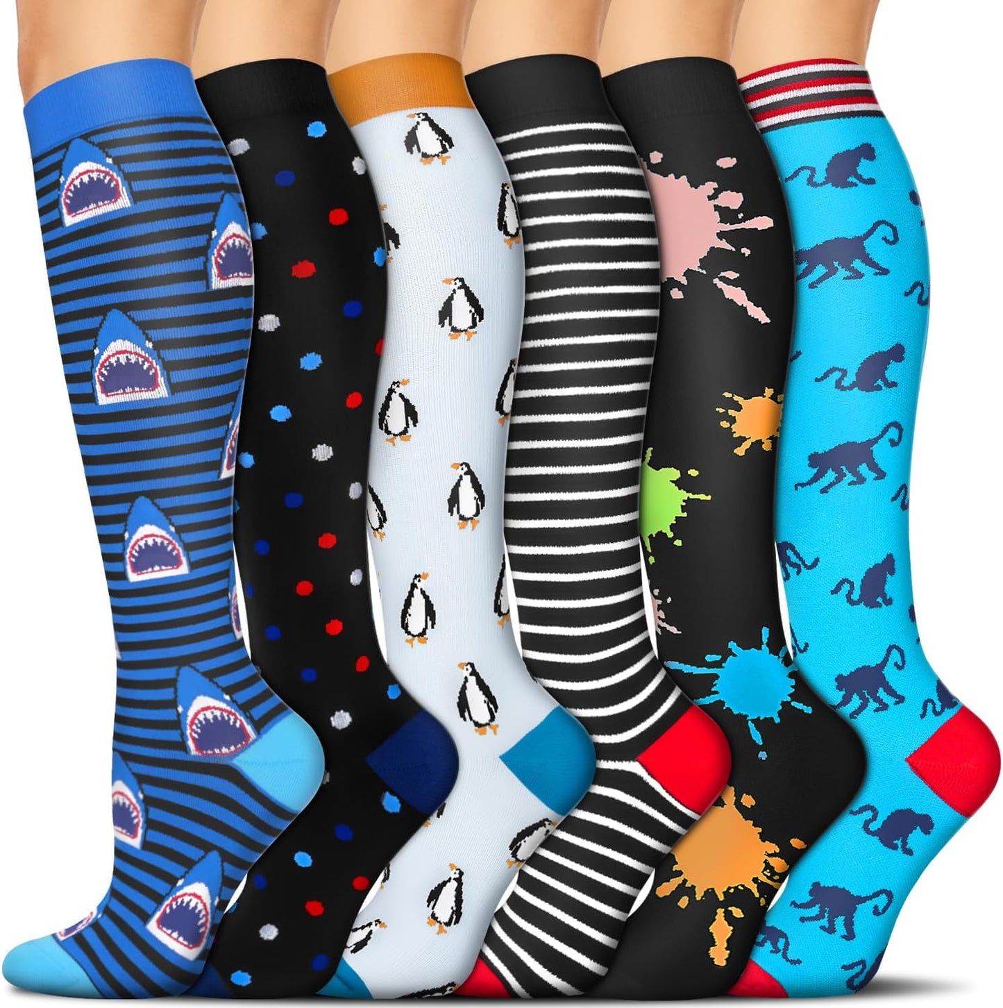 SunFeeling Compression Socks - 6 Pairs for Men & Women | Optimal Circulation Support for Athletes