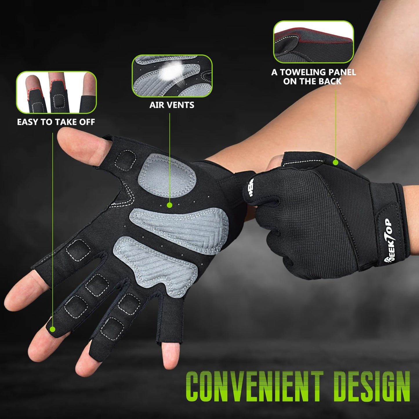 Seektop Workout Gloves for Men and Women, Weight Lifting Gloves with Full Protection, Excellent Grip, Gym, Breathable Exercise Gloves for Weightlifting, Fitness, Training