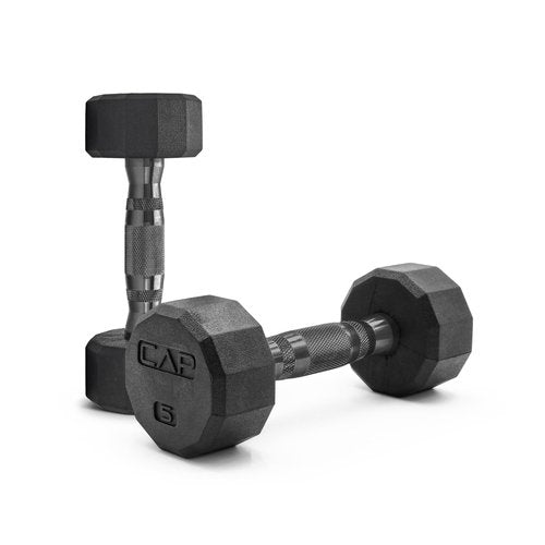 CAP 12-Sided Coated Dumbbell with Black Handle, Pair, 5 LB