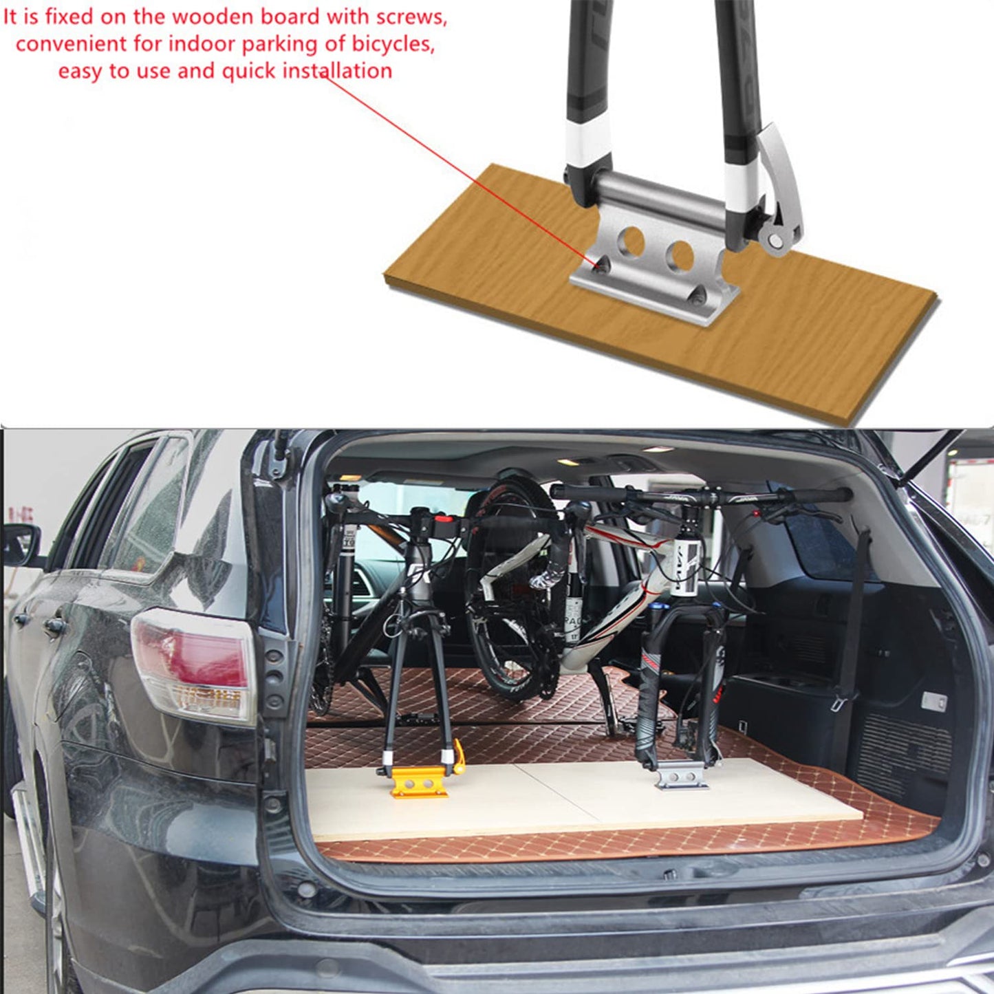 Bike Block Fork Mount w/Quick-Release Lever, Aluminum Alloy Bicycle Front Fork Fixed Clip Luggage Rack for Truck Bed/Trailer/Van, Vertical or Horizontal Mounted (Yellow)