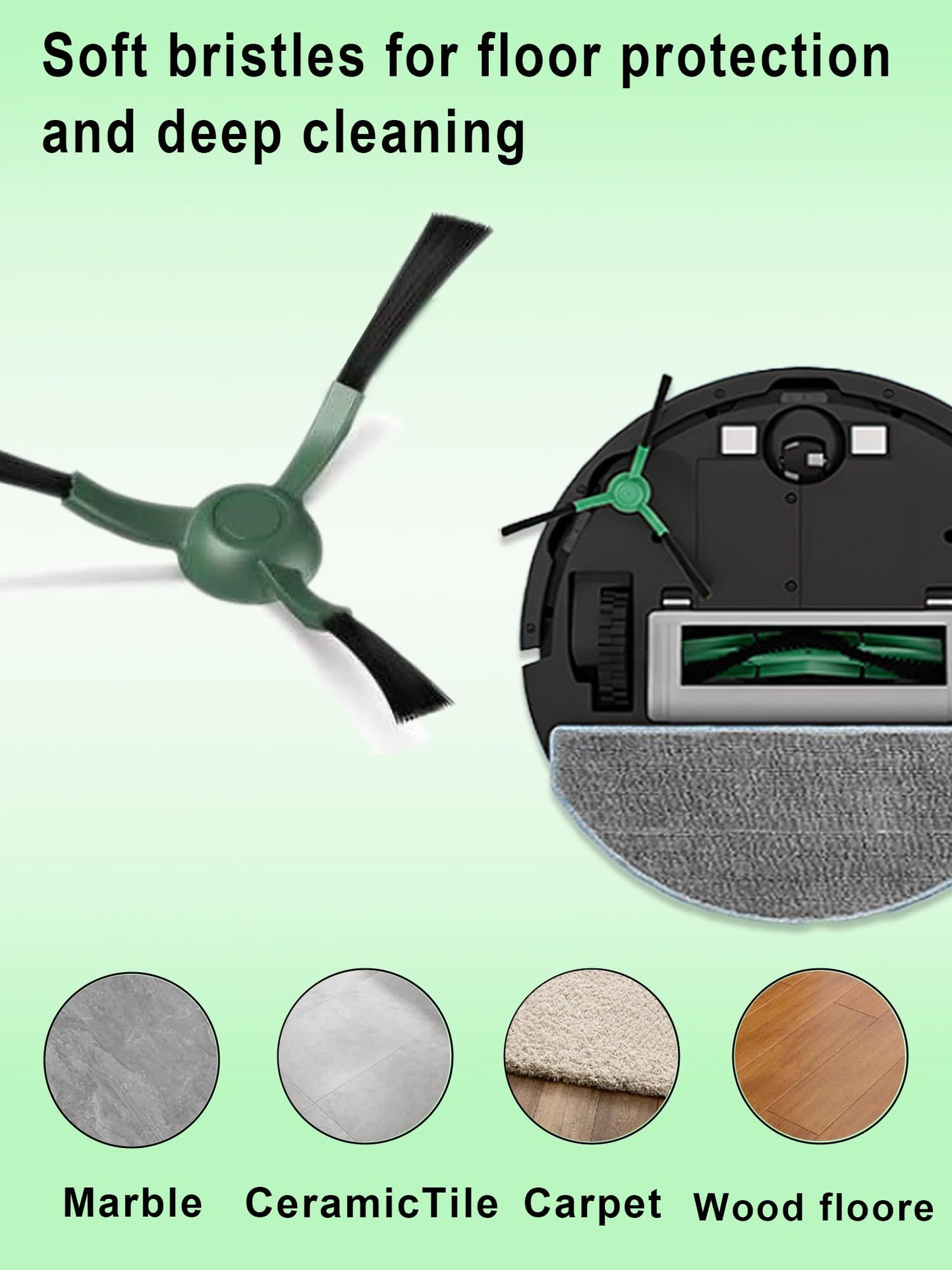 E-HAO 8 Pack Edge-Sweeping Brush Replacement Parts for iRobot Roomba Essential Series, Side Brush for 105, 205, 405, 404, 505, Q0120, Q0110, Q052, Y0140, Y0110, Y0112 and Essential Vac 2