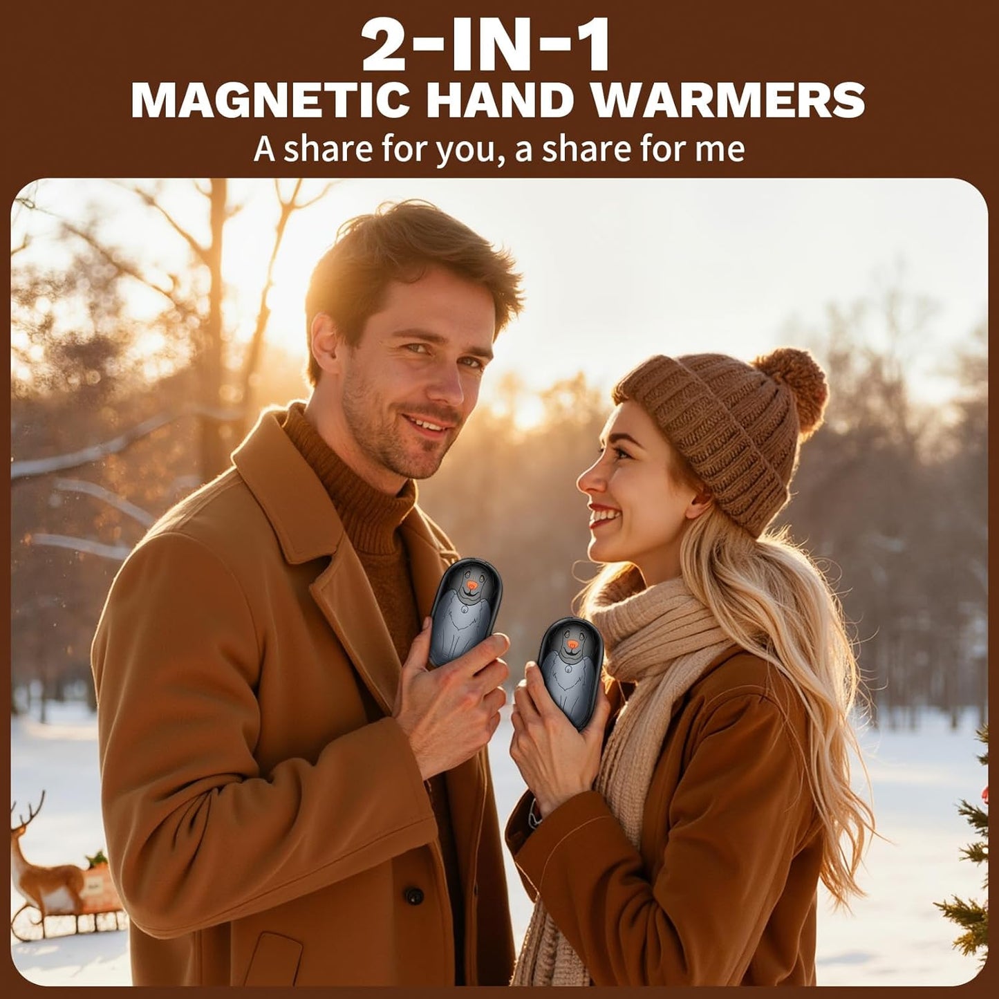 Skiennix Rechargeable Hand Warmers - Magnetic Electric Design with 3-Level Temperature Control | 2 Pack for Up to 24 Hours of Warmth