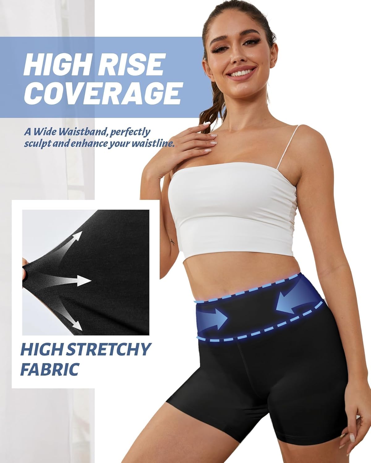 NexiEpoch Biker Shorts for Women - High Waisted Black Spandex | 3"/5"/8" Booty Workout & Dance