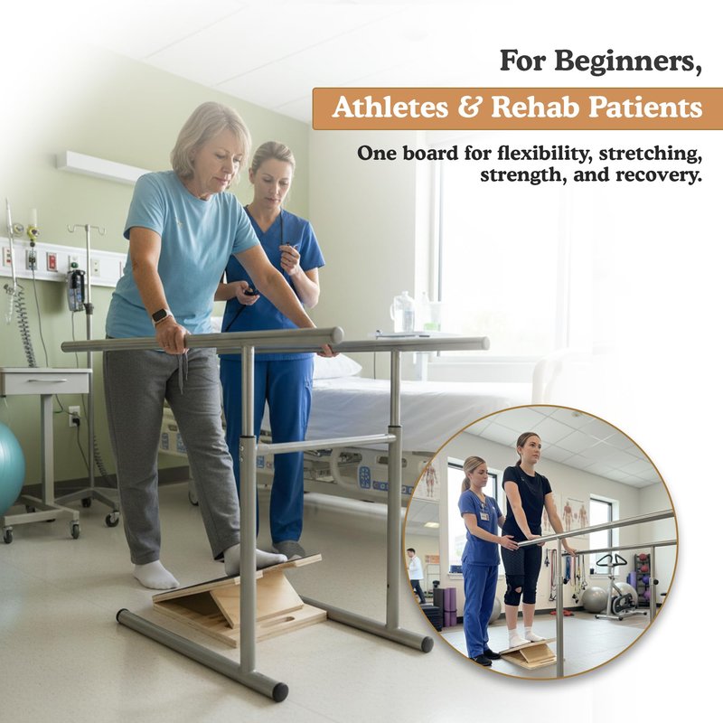 Slant Board for Calf Strecthing, Adjustable Incline Board for Knee and Ankle Heel, Portable Wooden, Calf Stretcher for Physical Therapy Equipment