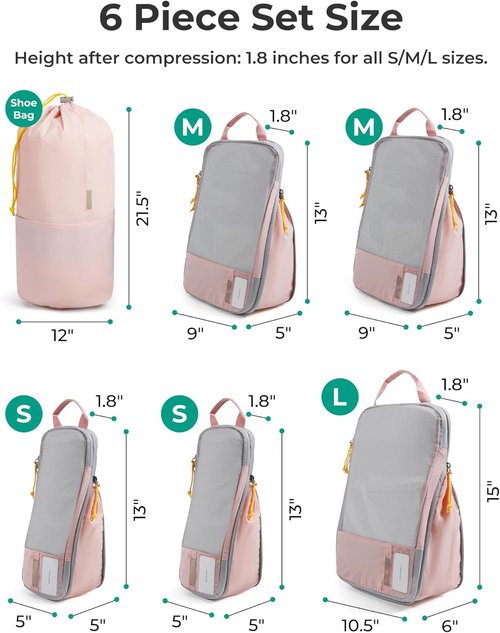 BAGSMART Compression Packing Cubes - Lightweight Travel Organizer Set | Durable Space Saver Bags