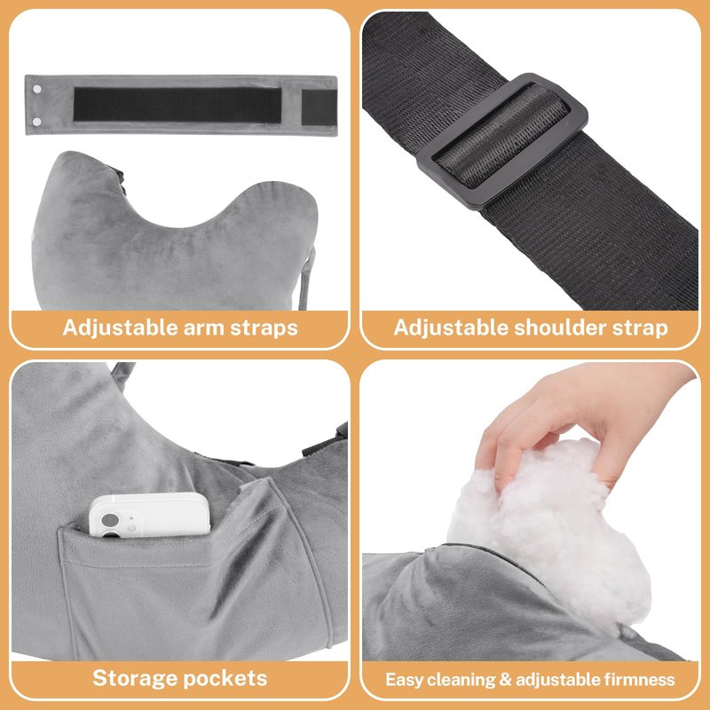 KUAZIDAR Shoulder Pillow Rotator Cuff Pillow - Arm Sling Side Sleeper Pillows for Adults, Post Shoulder Surgery Rotator Cuff Brace, Neck, Shoulder Pain, Post surgery gifts (Gray with strap)