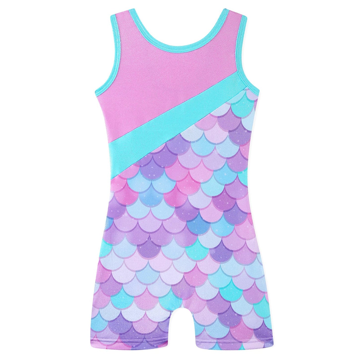 HOZIY Leotards for Girls Gymnastics Size 8-10 Pink Blue Spliced Practice Tumbling Outfits for Kids Dance Biketard Leo Sparkly