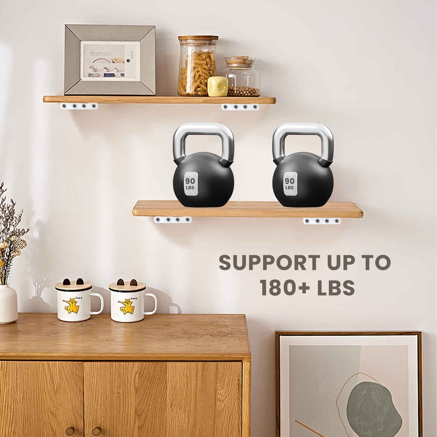 Alise White Floating Shelf Brackets,L Brackets for Wood Board,Wall Hidden Shelf Brackets,Heavy Duty Shelf Brackets Metal Shelving Corner Brace Supports for Home,Garden,Office and DIY,6 inch,Pack of 4