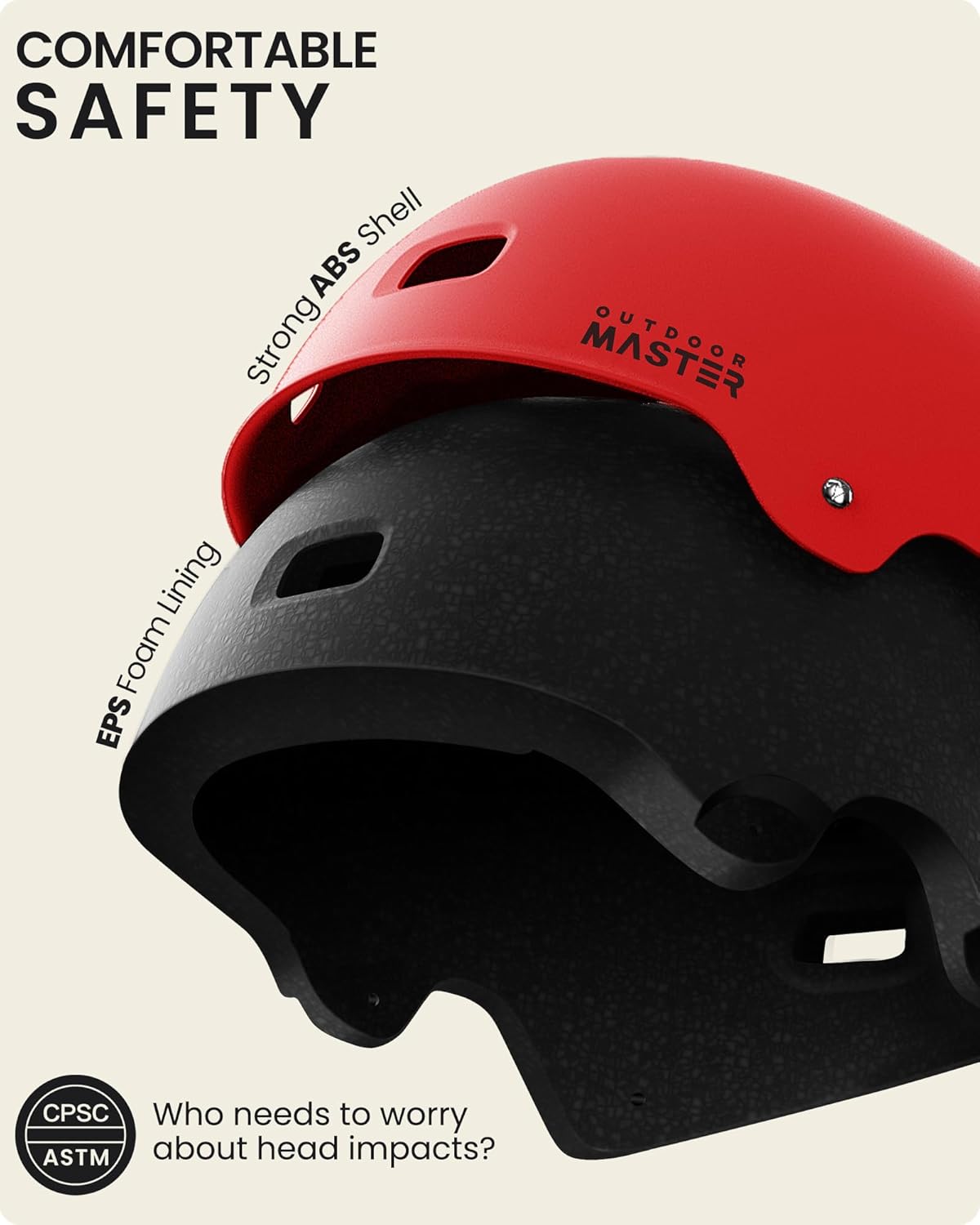 OutdoorMaster Skateboard Helmet - Multi-Sport Ventilation with Two Removable Liners | Kids, Youth & Adults