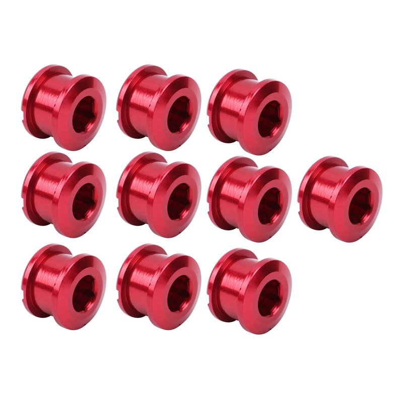 Pwshymi 10PCS Chainring Bolts CNC Crankset Chain Ring Single Speed Chainring Bolts Red Chainring Bolts Bicicletas y piezas de repuesto