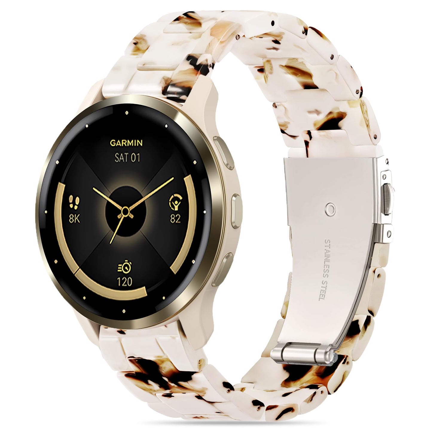 Compatible with Garmin Venu 3s Watch Band Resin, 18mm Strap Compatible for Garmin Venu 4s 41mm/Venu 2s/Forerunner 265s/255s/Vivoactive 4s Wristband Bracelet Replacement with Stainless Steel Buckle