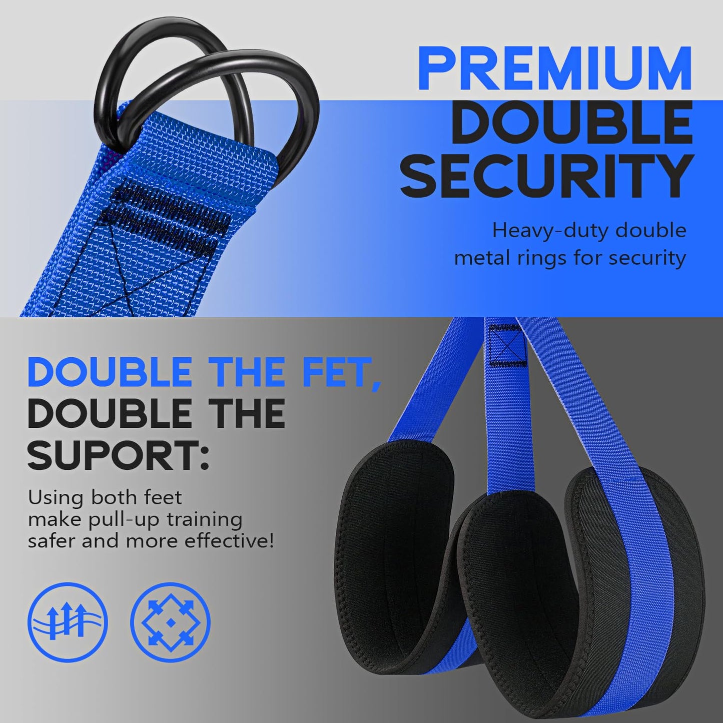 HOXWC Pull Up Resistance Bands, Pull Ups System with Fabric Feet/Knee Rest, Adjustable Resistance Bands for Working Out for Home Gym Strength Training, Pull Up Assist Band