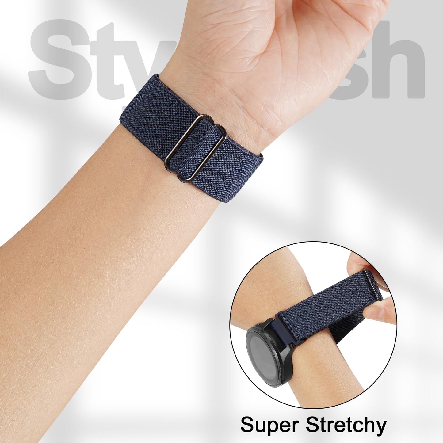 22mm Nylon Sport Elastic Bands Compatible with Garmin Venu 4 45mm/Venu 3/Venu 2, 3 Pack Wristband Strap Replacement for Amazfit Bip 5/Bip 6/GTR 4/3 Pro/3/2/2e/47mm/Forerunner 265/255/Vivoactive 4