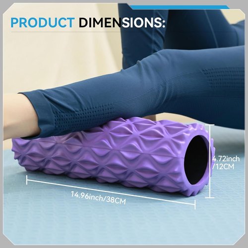 Foam Roller - 15-Inch Deep Tissue Massager for Muscle Relief | Myofascial Release & Stretching (Purple)