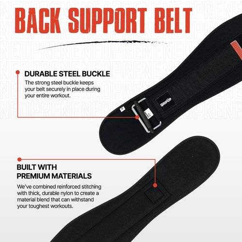 GripUp Self Locking Gym Weight Lifting Belt, 6.5” Double Locking Belt Padded Back Support, Olympic Lifting Athletes Fitness Bodybuilding Powerlifting Deadlift Squat Training for Men & Women (Black, XL)