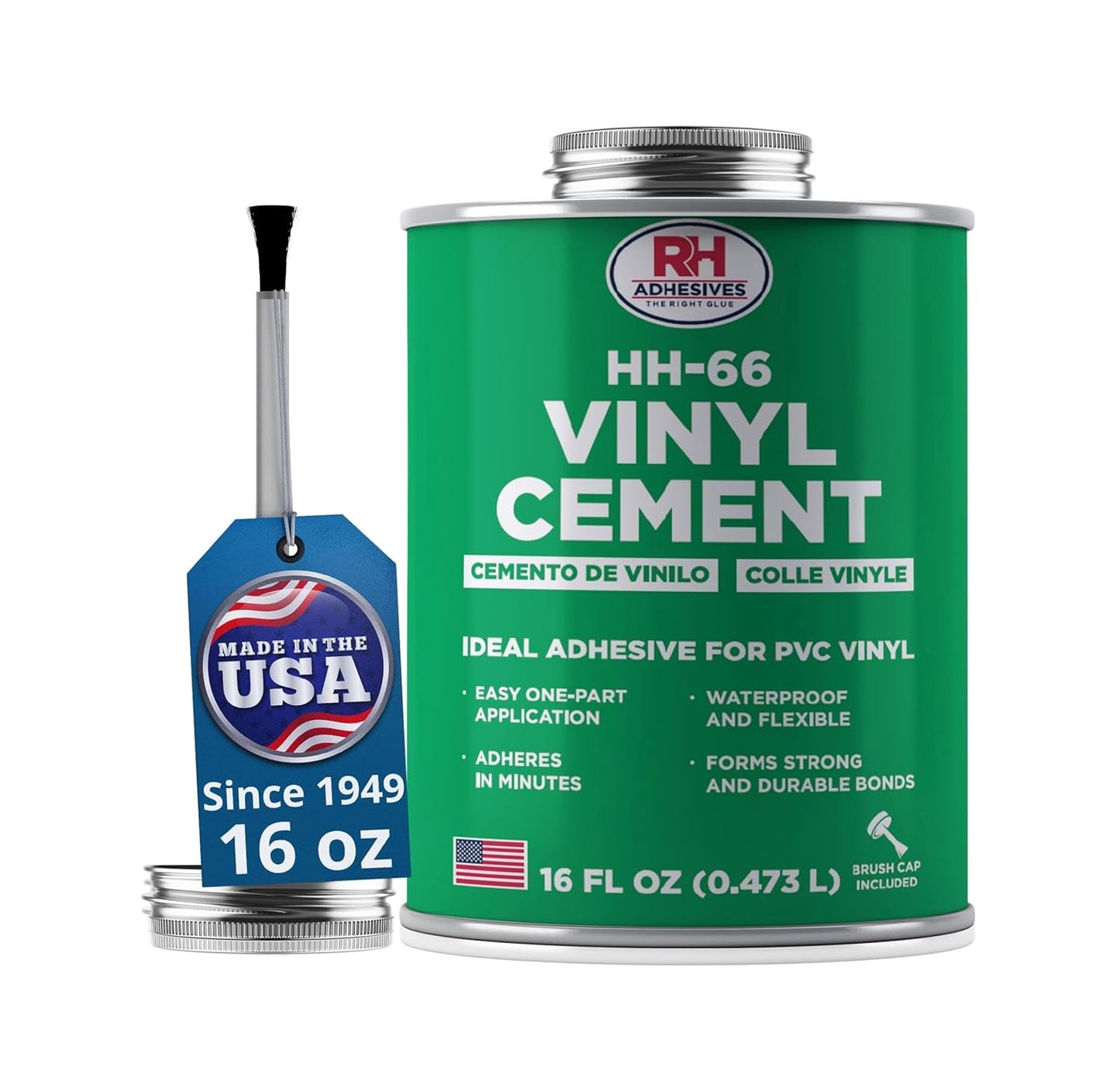 RH Adhesives HH-66 Vinyl Cement 16 oz - Waterproof Vinyl Adhesive for PVC & Vinyl Repair