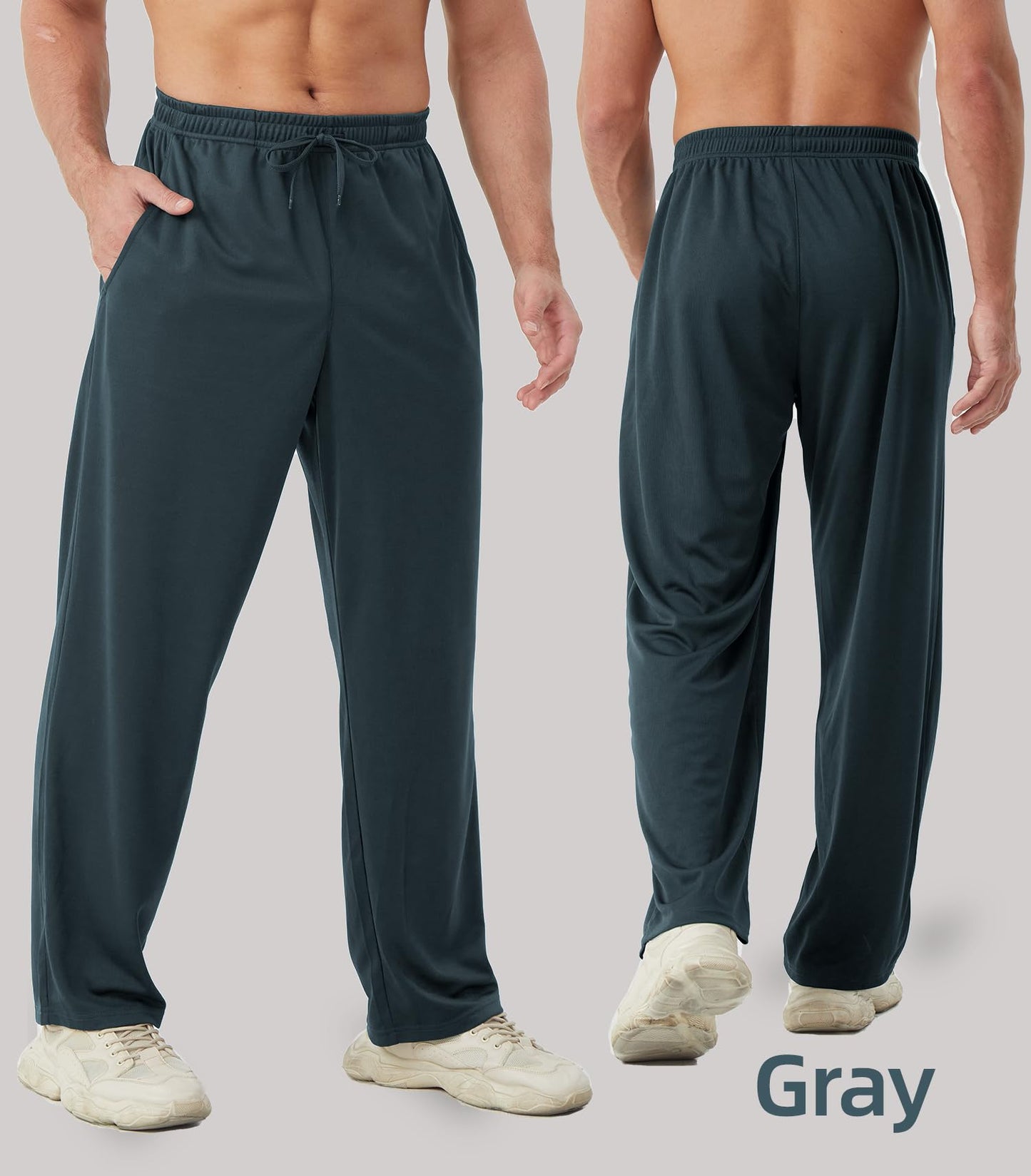 DWUGD’L Men's 3-Pack Lightweight Loose Fit Joggers with Pockets, Breathable Mesh Athletic Sweatpants for Training, Gym & Casual(Set 3: L)