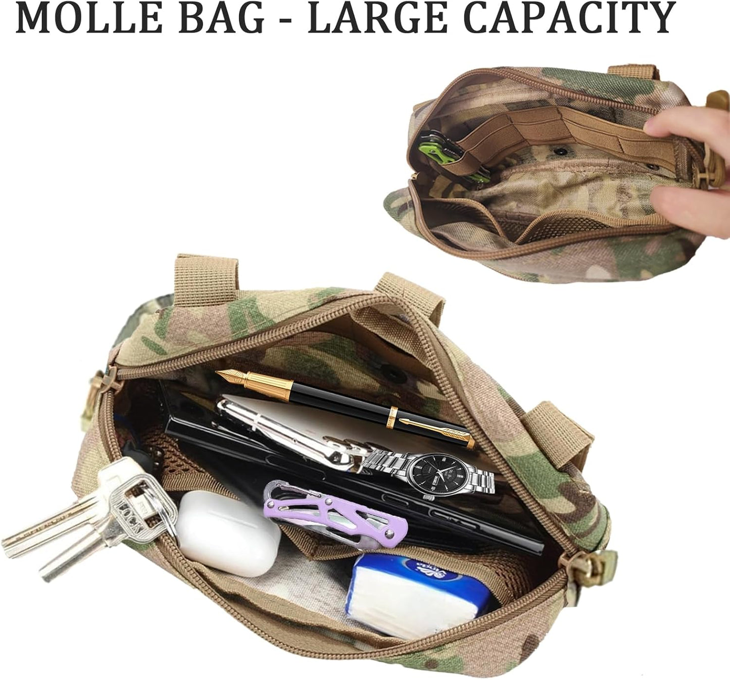Skiennix Tactical Molle Admin Pouch - Multi-Purpose Laser-Cut EDC Tool Bag for Outdoor & Travel
