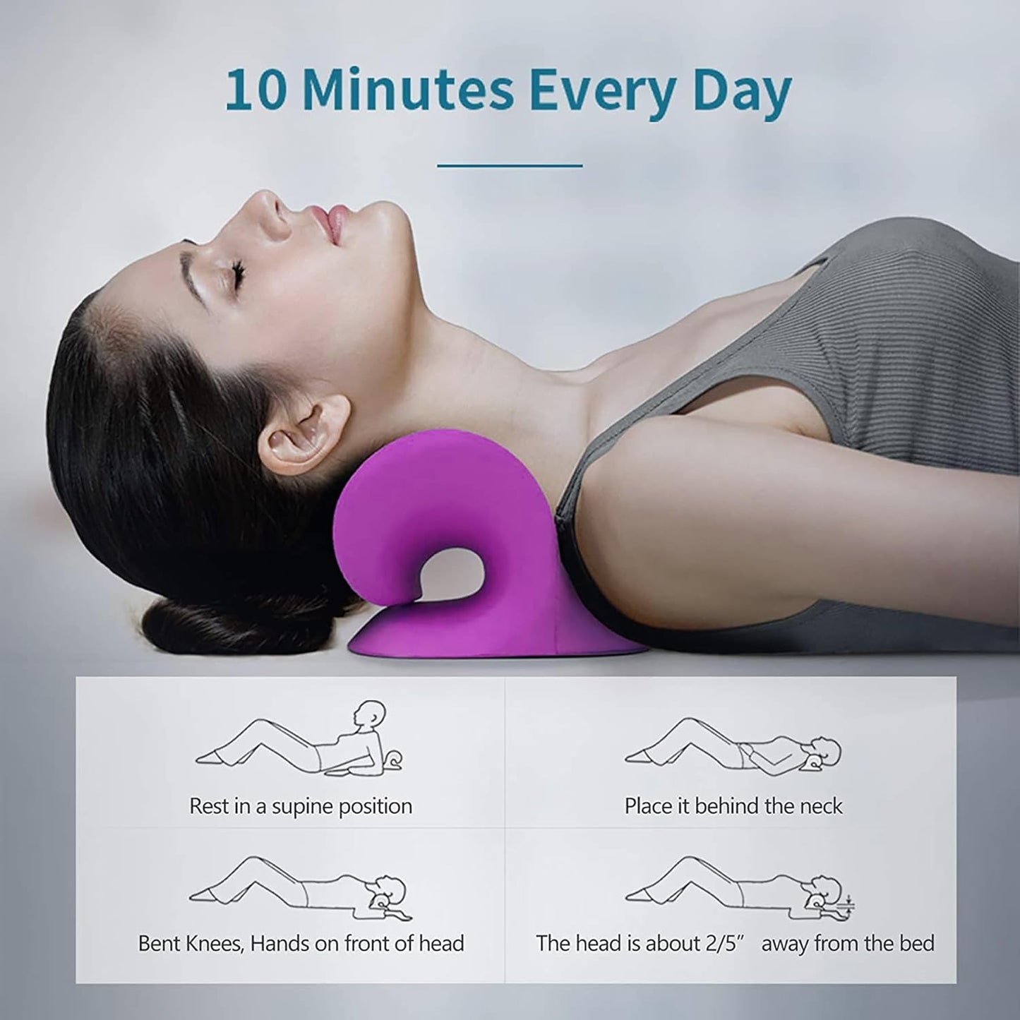 RESTCLOUD Neck and Shoulder Relaxer - Cervical Traction Device for TMJ Pain Relief | Purple Chiropractic Pillow