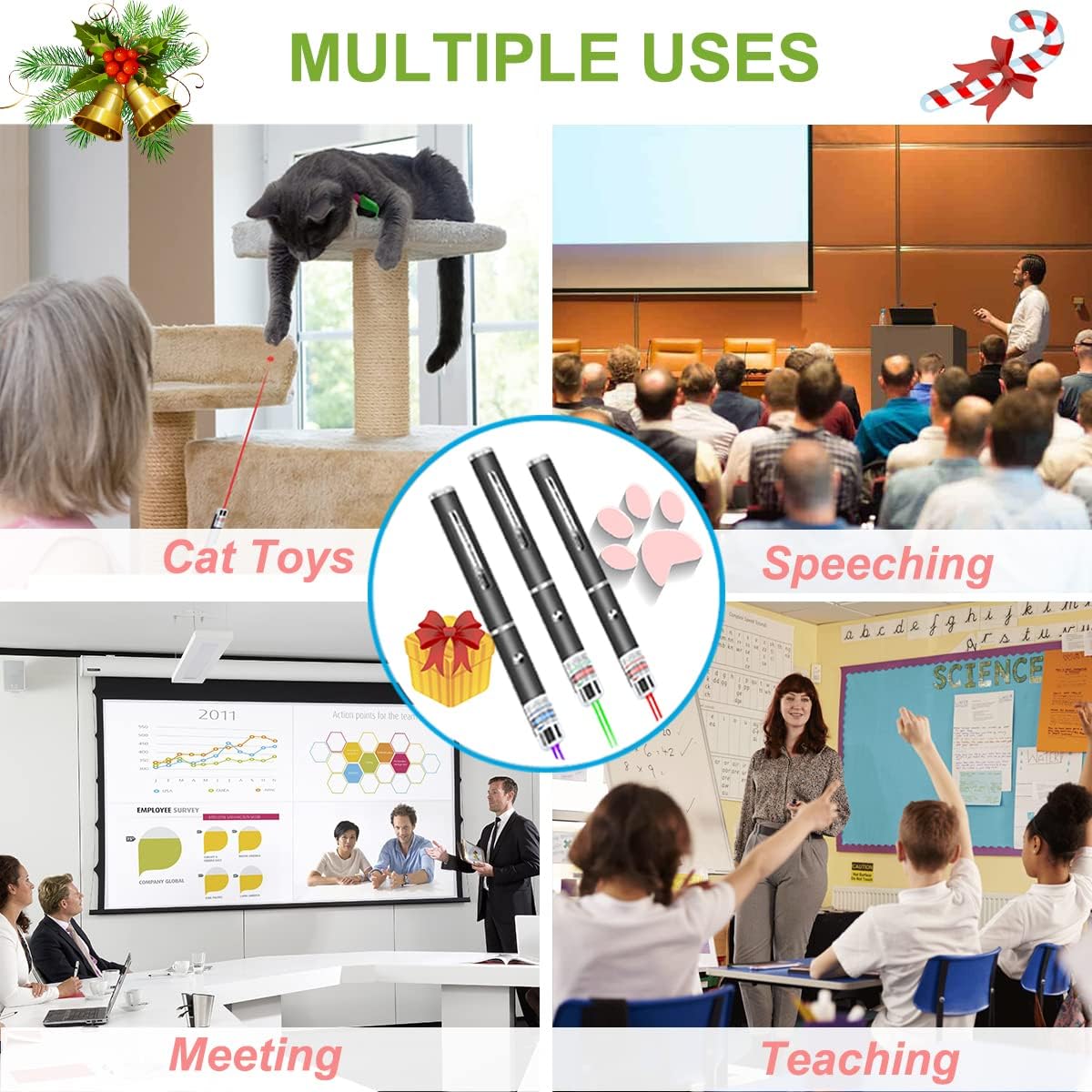 XIMIBI Laser Pointer for Cats & Dogs - 3 Pack Indoor Training Toys for Kittens & Pets