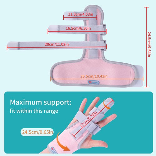 ENLUNTRA Finger Splint Brace Supports Index finger,middle finger,ring finger,pinky splint,Adjustable Right or Left Hand Brace,Straightening for trigger finger splints(pink)