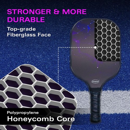 Bolaball Pickleball Paddles Set of 4 | Fiberglass Pickleball Paddle with 4 Pickleball Balls, 4 Grip Tapes, 1 Mesh Ball Bag & 1 Carry Bag | Pickleball Set for Indoor & Outdoor Games, Outdoor Sports