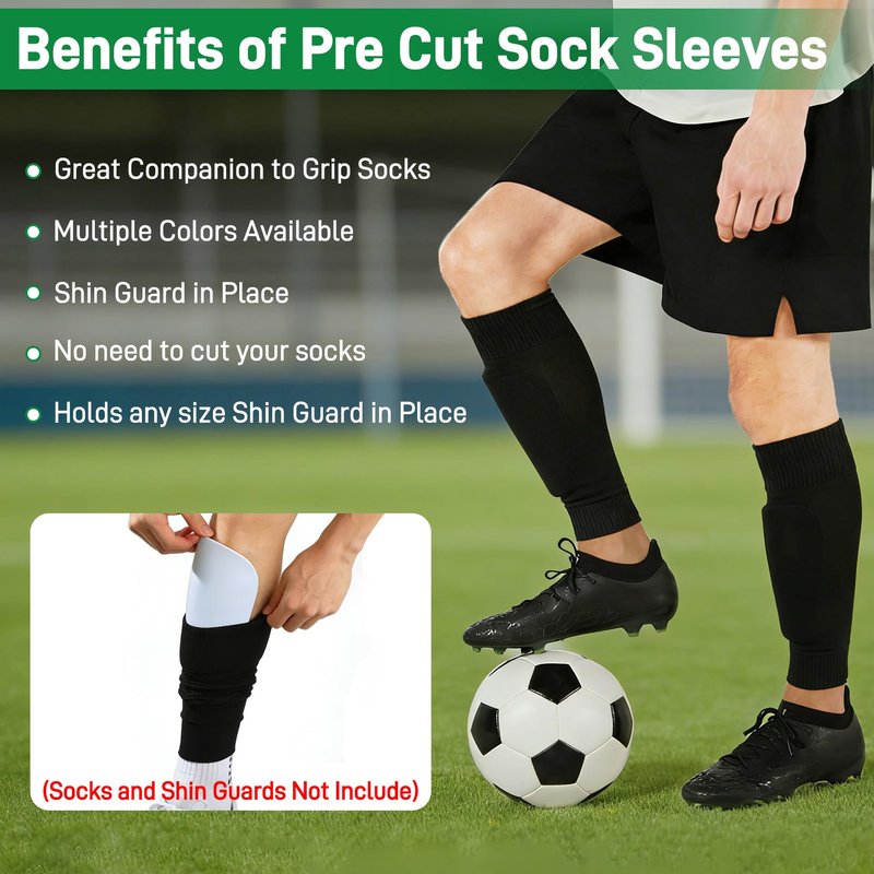 Vidroxin 3 Pairs Pre Cut Soccer Socks, Soccer Leg Sleeves Compatible With Grip Socks for Football Baseball Softball Rugby