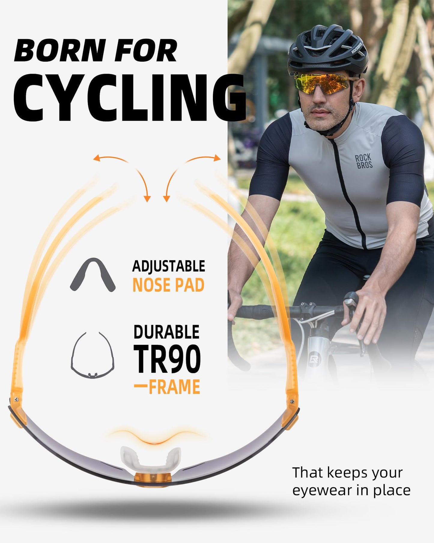 ROCKBROS Cycling Glasses For Men UV Protection Bike Glasses For Men Cycling Sunglasses Sports Glasses for Running, MTB