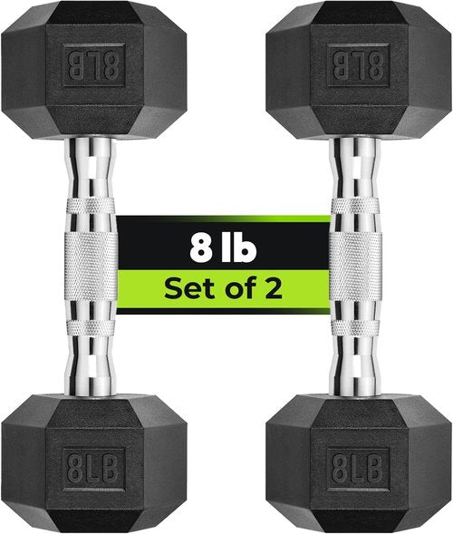 HANDBODE Hex Dumbbell Set - Rubber Encased Weights for Strength Training | 2.5-65 lb Set of 2