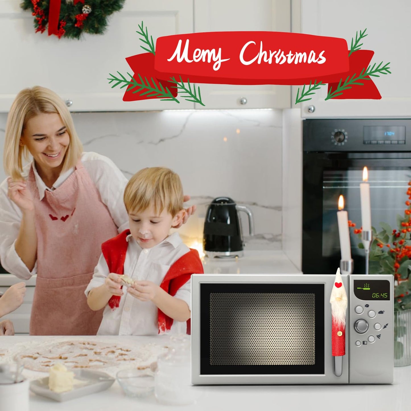 Christmas Refrigerator Handle Covers Adorable Swedish Tome Gnome Kitchen Appliance Handle Covers Microwave Oven Dishwasher Decors Fridge Door Handle Covers Xmas Home Decorations Party Favor Supplies