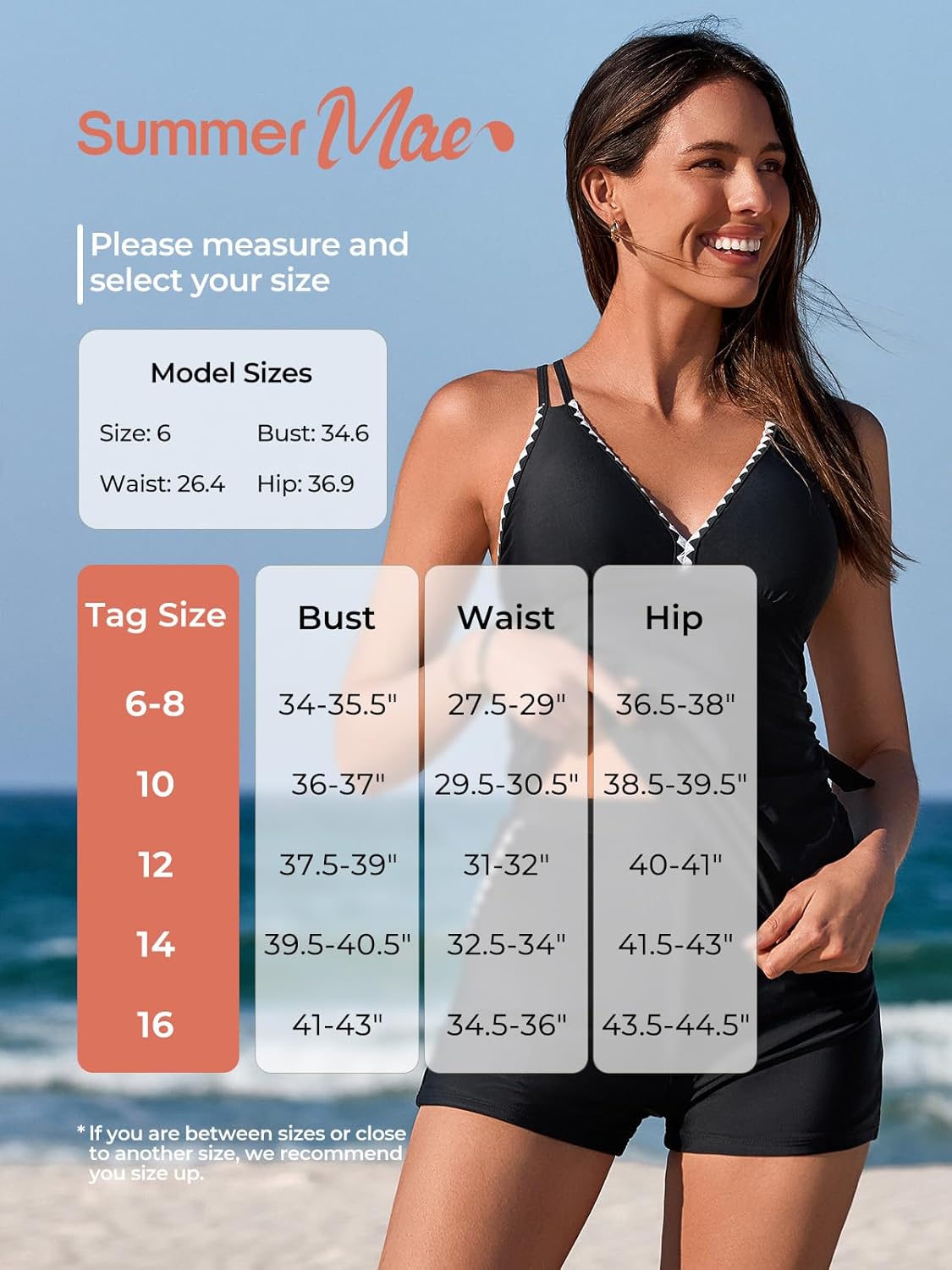Summer Mae V-Neck Tankini Swimsuit - Two-Piece with Side Pockets & Tie-Back Straps