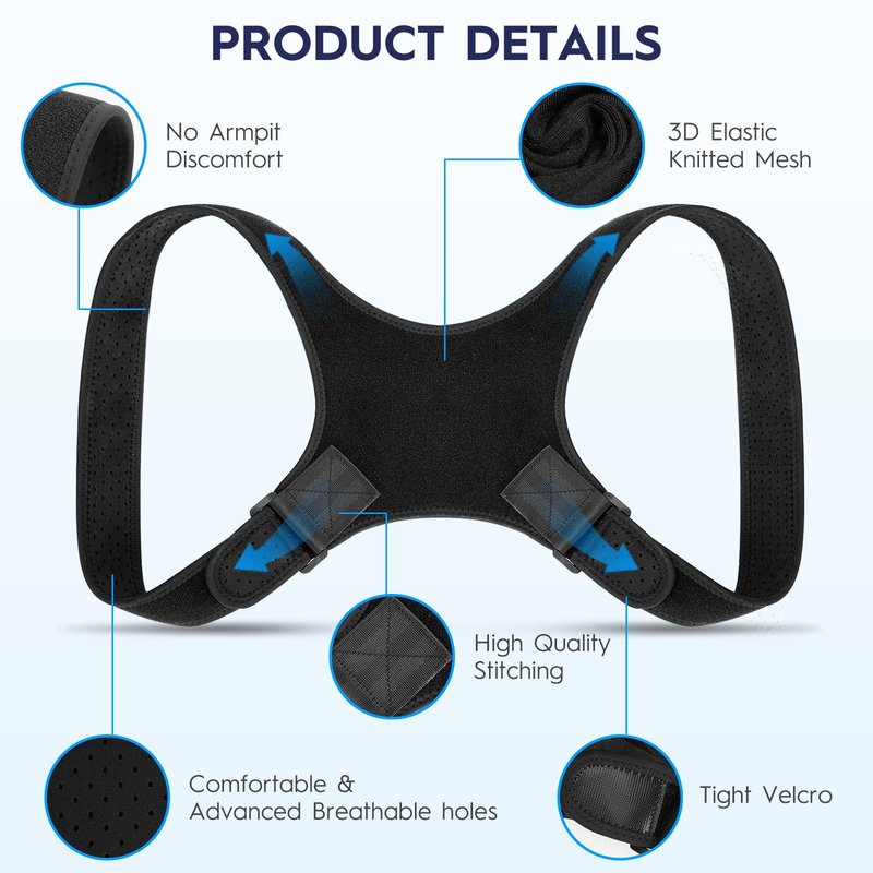 Aokyoo Back Brace Posture Corrector for Men - Bionic System Upper Back Support Shoulder Posture Brace for Women, Newly Adjustable Back Straightener Neck Pain Relief 004-L