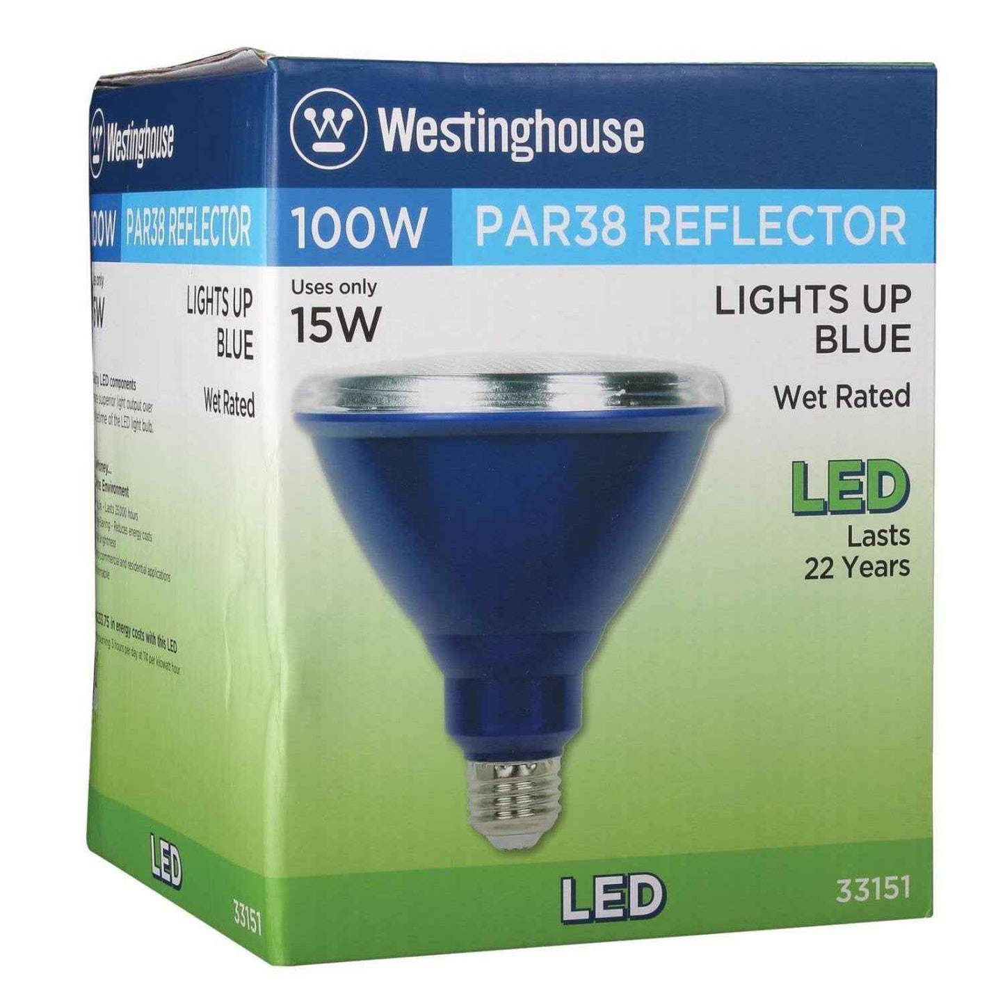 Westinghouse 3315120 100-Watt Equivalent PAR38 Flood Outdoor Weatherproof LED Light Bulb with Medium Base (6), Six Pack Blue 33151
