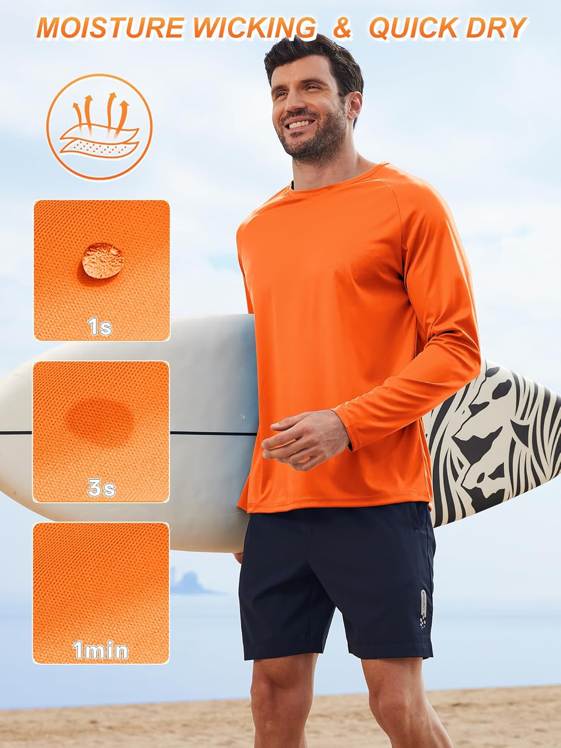 ZITY Long Sleeve Shirts for Men - UPF 50+ Sun Protection Crew Neck T-Shirts | Ideal for Hiking & Swimming