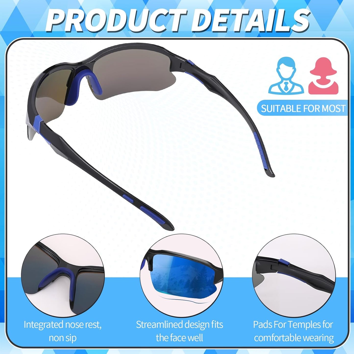 Skiennix Polarized Sports Sunglasses - UV Protection & Lightweight Wraparound Design | 4 Pack