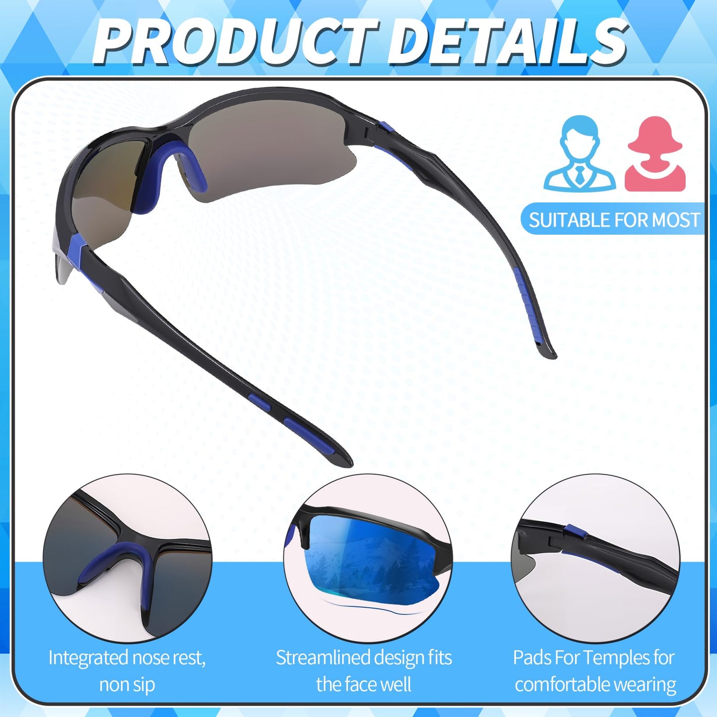 GGSTDDUP 4 Pack Polarized Sports Sunglasses for Men & Women | UV Protection Lightweight Wraparound Sunglasses for Outdoor