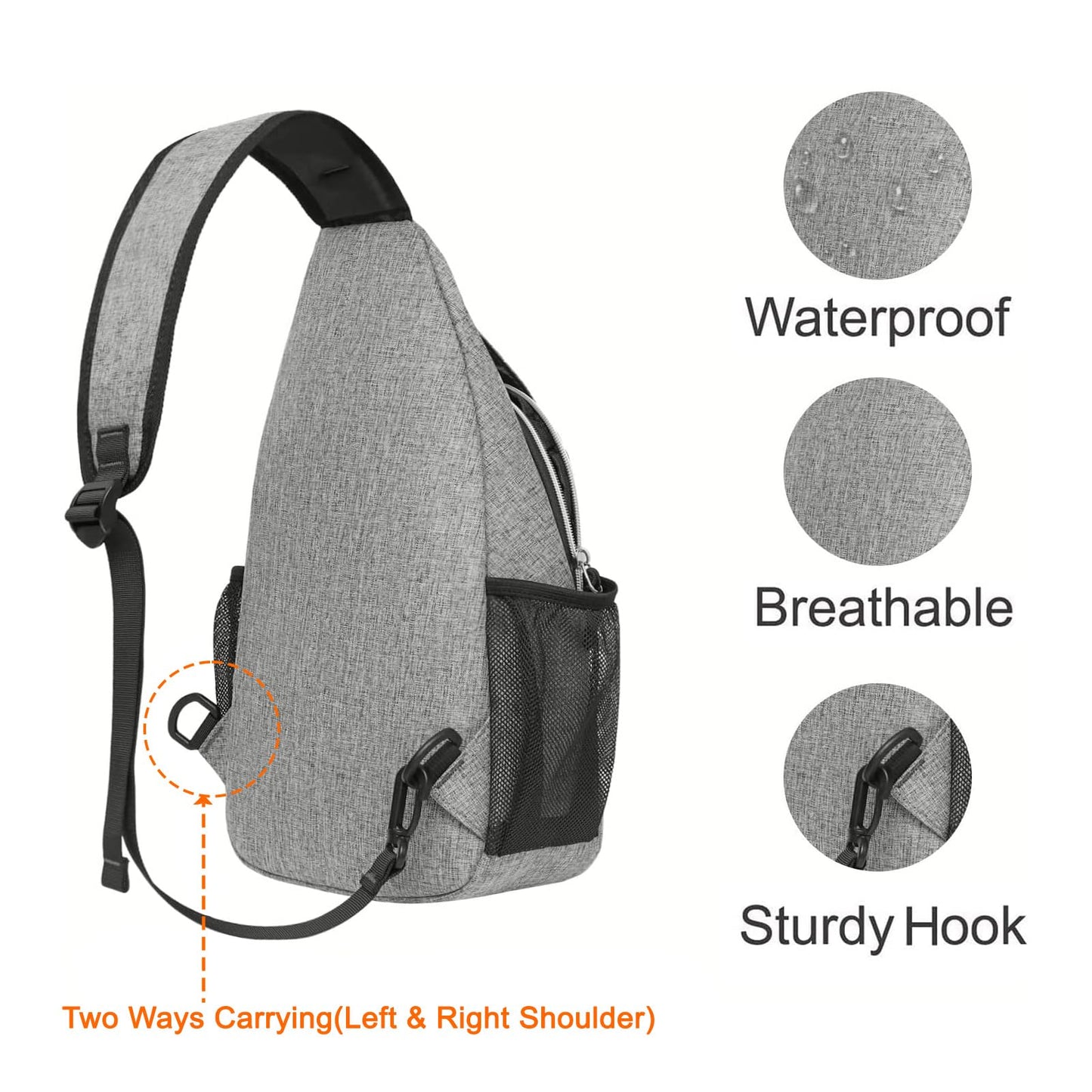 MOSISO Small Sling Bag for Men, Crossbody Shoulder Chest Daypack Bag