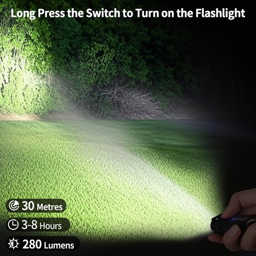KunHe 4 Pack Bulk Mini Keychain Flashlight with Clip High Lumen USB-C Rechargeable with COB Side Light 8 Modes Suitable for Night Work Camping Hiking Dog Walking Gift