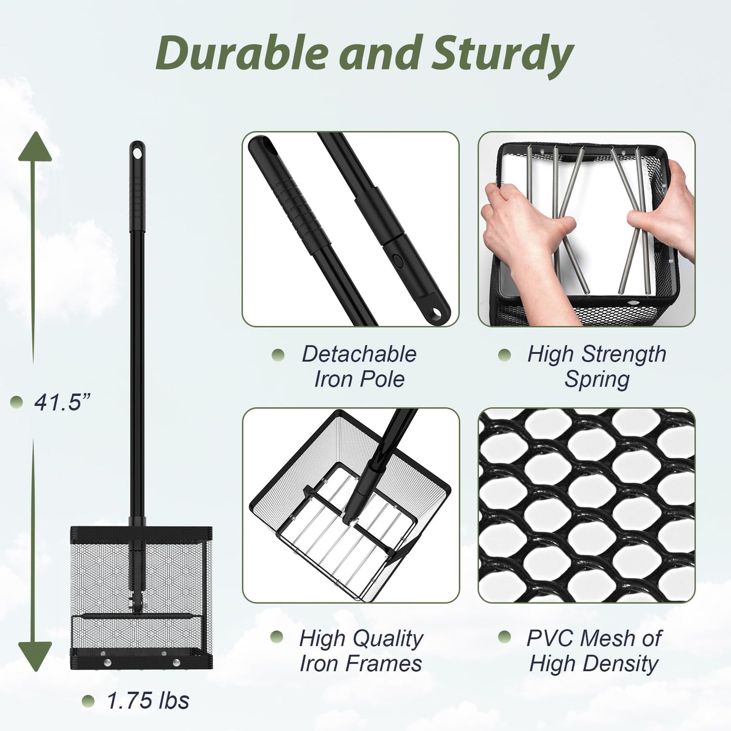 SAPLIZE Golf Ball Picker Upper, Turf-Friendly Design, No Bending Over, Quickly Collects Multiple Balls, Large-Capacity Ball Holder, Great for Backyard Practice & Training Matte Black