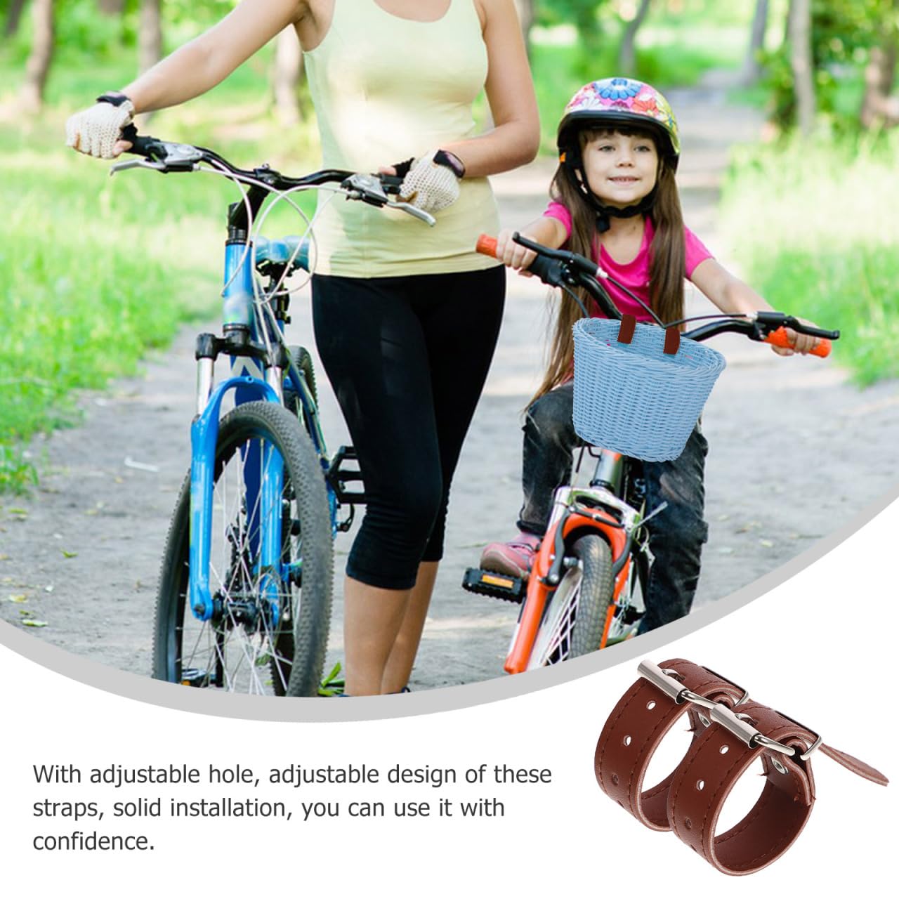 Toddmomy Adjustable Bike Basket Straps 2Pcs Pu Leather Front Handlebar Storage Belt for Bicycle Fastening Straps Outdoor Cycling Accessories 8.85In Length