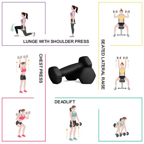 Balelinko Home Gym Equipment Workouts Strength Training Weight Loss Pilates Weights Yoga Sets Weights for Women, Men, Seniors and Youth, 9LB Black, Pair