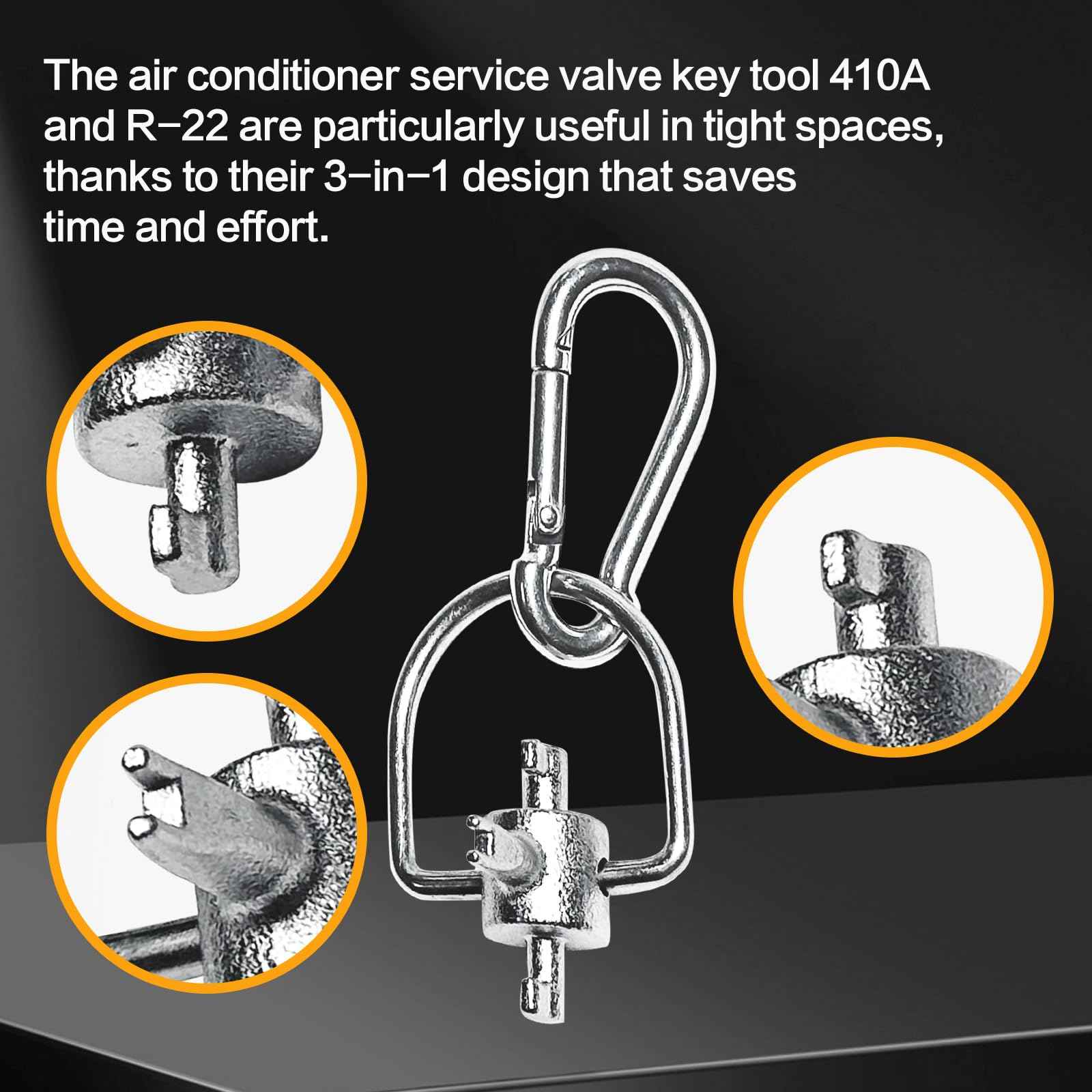 Bitbat HVAC Tools Locking Cap Keys 2-Pack for R22 and 410A Refrigerants, Multi-Function Triple Key Tool for Vacuum Caps, Tamper-Resistant, Essential HVAC Service Hand Tools