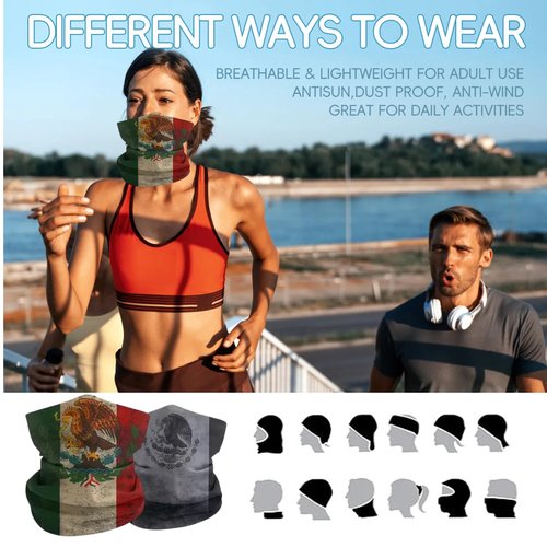 PSQIYMP Neck Gaiter Balaclava Bandana Face mask, Sun Wind protection, Cycling, Running, Hiking Sports, for Men & Women (Mexico, 8)