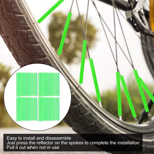 EVTSCAN Bicycle Spoke Reflector - 48pcs Bike Wheel Reflector Tube Cycling Warning Strips Mount Clips Bicycle Spoke Reflectors for Night Cycling Riding, Green
